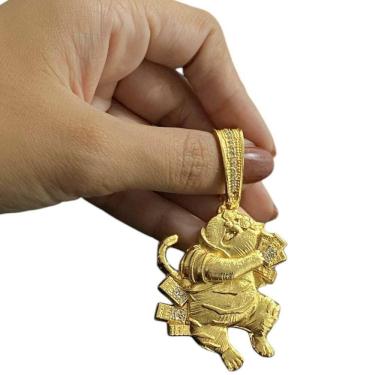 Imagem de Pingente Tigrinho 3D Com Pedras - Banhado A Ouro 18K