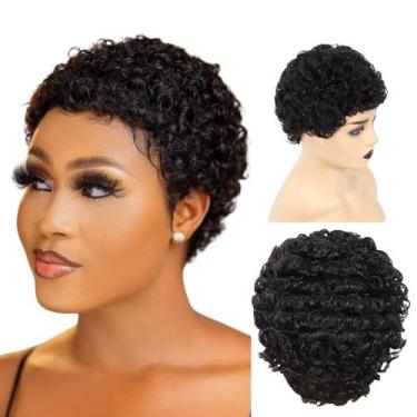 Imagem de Peruca Lace Wig Afro Curtinha Cacheada Super Natural Fibra Orgânica - 