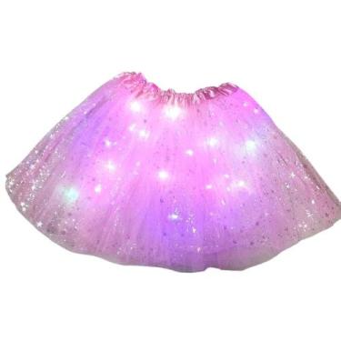 Imagem de Saia Tule De Led Feminina Brilho Estrelas Festa Carnaval - D Presentes