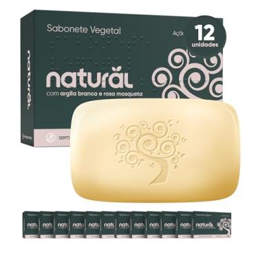 Imagem de NATURAL Combo Sabonete de Argila Branca com Óleo de Rosa Mosqueta - Kit com 12 Unidades - Ação Antioxidante e Adstringente - Controle da Oleosidade - Pele Iluminada e Saudável