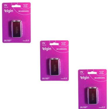 Imagem de Kit Com 3 Cartelas De Baterias Recarregaveis 9v 250 Mah 82215 Elgin