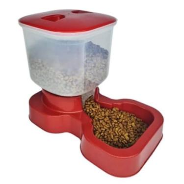 Imagem de Alimentador Automático para Animais de Estimação, Dispensador de Ração com Reservatório, Preto e Cinza (vermelho)