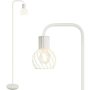 Imagem de AUQUEE Luminária De Chão Industrial, Luminária De Pé Branca Moderna Com Lâmpada Led De 6 W, Pedal, Luminárias De Chão Altas De Metal Para Sala De Estar, Quarto, Escritório, Sala De Estar, Luminária