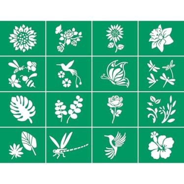 Imagem de JAJADO Estêncil de flores silvestres para pintura de folha de flor, estêncil, adesivo, reutilizável, para tela de seda, estêncil, planta, pássaro, girassol, serigrafia, estêncil para pintar em