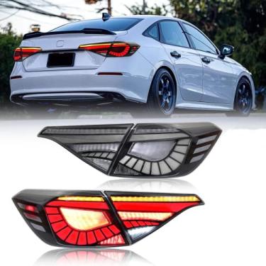 Imagem de T T-ABC Lanterna traseira estilo Eagle Eye compatível com Honda Civic 2022-2025 Sedan Touring Sport EX EXL LX Luzes traseiras LED de animação sequencial acessórios personalizados de 11ª geração