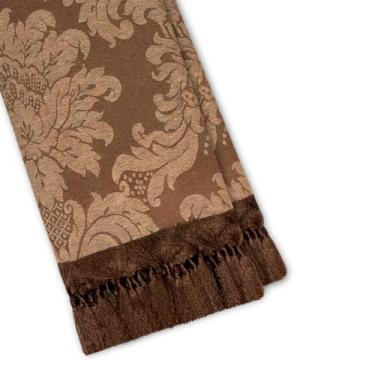 Imagem de Manta Xale para Sofá e Cama Gigante Artesanal com Franjas Luxuosa 2,80 X 3,00 (18 BEGE E MARROM CARAMELO)