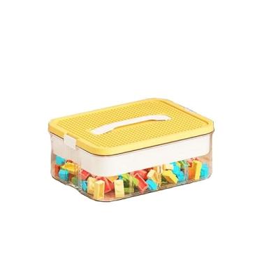 Imagem de Lego Box Organizador de Brinquedos Blocos de Construção Recipientes de Armazenamento com Compartimentos e Tampas Compartimento para Peito Empilhável de Plástico Crianças (Amarelo Limão)