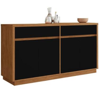 Imagem de Balcão Aparador Buffet 4 Portas 2 Gavetas 100% MDF Anne N02 Ypê/Preto 