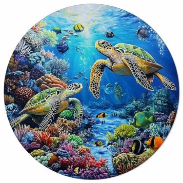 Imagem de Tapetes de área oceânica, grande, redondo, 90 cm, tartarugas marinhas, tartarugas marinhas, lavável, antiderrapante, tapete de corredor, para sala de estar, quarto de crianças, banheiro, decoração