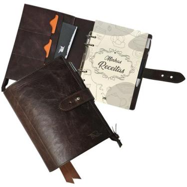 Imagem de Agenda Minhas Receitas Couro 235-R Personalizada Raffai Couros, Whisky