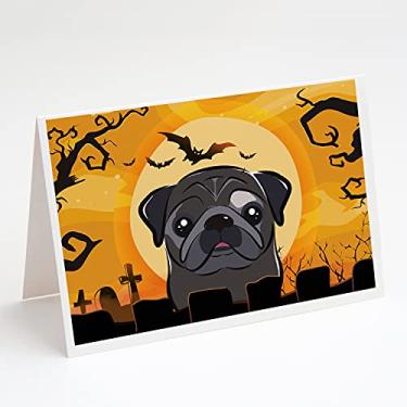 Imagem de Caroline's Treasures BB1821GCA7P Cartões de felicitações e envelopes de pug preto, pacote com 8, 7 x 5, multicolorido