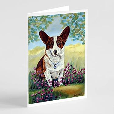 Imagem de Caroline's Treasures 7088GCA7P Cardigã Corgi Cartões de felicitações e Envelopes Pacote com 8, 7 x 5, multicolorido