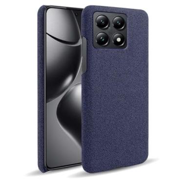 Imagem de Capa para Xiaomi 14T Pro,Capa desenhada em lona,Case Protetora Ultrafina com Empunhadura Macia,Design em Tecido Antichoque e Antiarranhões-Blue