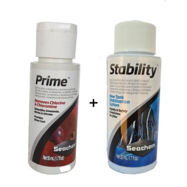 Imagem de Kit Condicionadores Seachem Prime 50ml + Stability 50ml