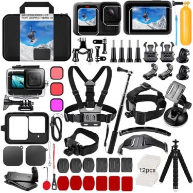 Imagem de Acessórios para GoPro Hero 13 Black, estojo à prova d'água, capa protetora para lentes JKOISL 60 em 1, kit de acessórios para GoPro Hero 13 Black