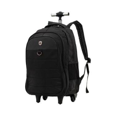 Imagem de Mochila Carrinho Preto Executiva Linhas Horizontais Polo King, Preto, 