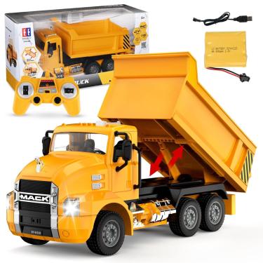 Imagem de Brinquedo rc Dump Truck double E Mack para crianças com luzes em escala 1/26