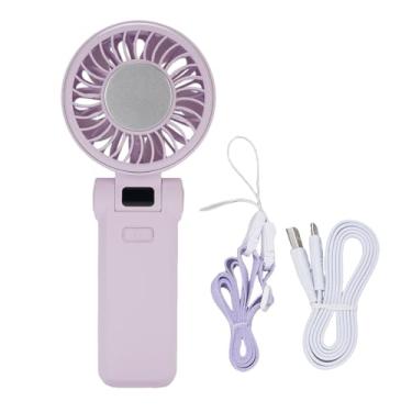 Imagem de Fã Pessoal Portátil, Ventilador Poderoso Silencioso Com 5 Velocidades, Ventilador de Mão Dobrável Com Tela Digital, fã de Mesa de Fãs de Fãs Portátil Portátil Com Cordão para Uso