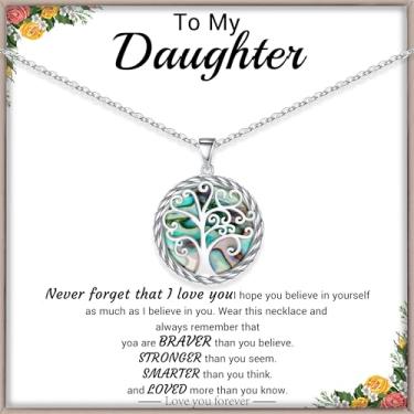 Imagem de Btysun Colar de árvore da vida para mulheres, presentes de aniversário para ela, colar com pingente de árvore de concha, presente de dia das mães, para mãe, avó, esposa, filha, aniversário, joias de