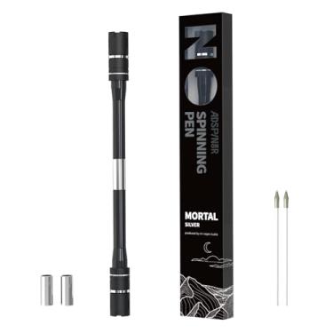 Imagem de ADSPINZOR Mortal Spinning Pen Mod by Mr. Nope Professional Trick Pen para truques e alívio antiderrapante, longa, prata
