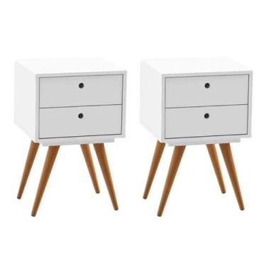 Imagem de Conjunto com 2 Mesas de Cabeceira Retrô 2 GV Branca