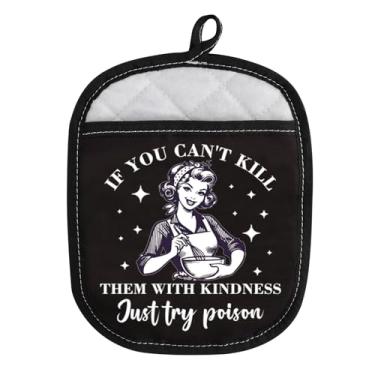Imagem de WCGXKO Presente retrô para dona de casa mercadoria sarcástica presente de padaria dona de casa suporte de panela com bolso (experimente veneno)
