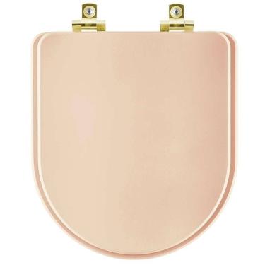 Imagem de Assento Sanitário Soft Close Carrara Rosa Floral Para Vaso Deca Com Ferragem Dourada