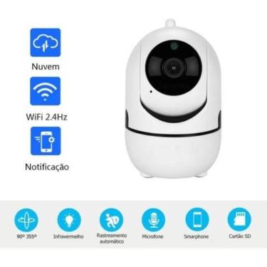 Imagem de Babá Eletrônica Wifi HD Branca com Controle de Panorâmica - IP Câmera 