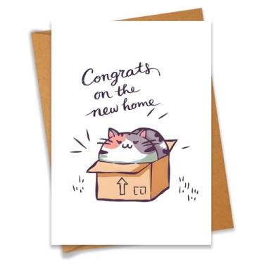 Imagem de PEONYNFOX Congrats On The New Home Housewarming First Home New Place Cartão de Mudança Presente de Fechamento de Corretor de Imóveis para Família Amigo Colega - Tamanho 12 cm x 16 cm Em Branco Dentro