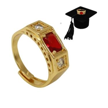 Imagem de Anel Ajustável Masculino de Formatura Feito De Moeda Antiga Banhado A Ouro Com Capelo - Contabilidade