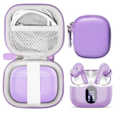 Imagem de getgear Capa para fones de ouvido sem fio Btootos A90 com microfone com cancelamento de ruído (roxo)