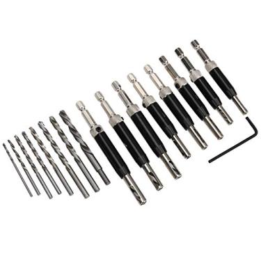 Imagem de Conjunto de Perfuração de Furo de Dobradiça, Broca de Dobradiça, Alça Hexagonal, Autocentralização, Kit de Ferramentas para Abridor de Furo de Liga de Alumínio para Carpintaria,