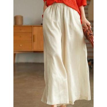 Imagem de Calça Feminina Soltinha de Verão - Perna Larga, Tornozelo, Moda Corean