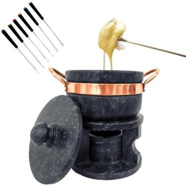 Imagem de Fondue em Pedra Sabão 800ml + 6 Garfinhos - Arte Nativa