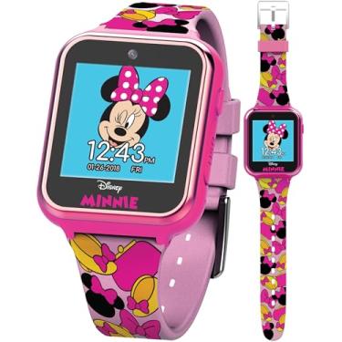 Imagem de Relógio interativo Accutime Kids Disney Minnie Mouse, rosa, educativo, smartwatch com tela sensível ao toque para meninas, com jogos, alarme, calculadora, pedômetro e muito mais (tamanho: 40 mm)