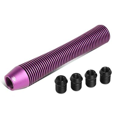 Imagem de NRG Innovations SK-710PP Botão de câmbio universal de alumínio com adaptadores de rosca, alavanca de cilindro curvilínea longa estilo dissipador de calor, roxo