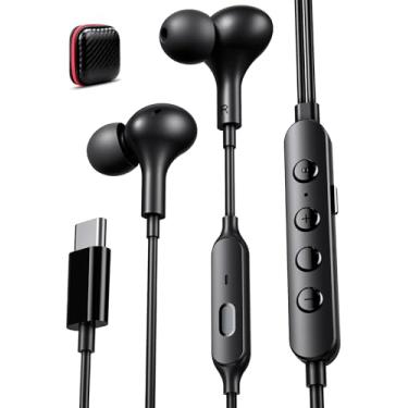 Imagem de iMangoo Fones de ouvido com fio USB C Plug in Ear Buds com 5 efeitos sonoros estéreo baixo música fones de ouvido com fio para Apple iPhone 17 Air 16 16e 15 Pro, para Samsung S25 S24 S23, para Google