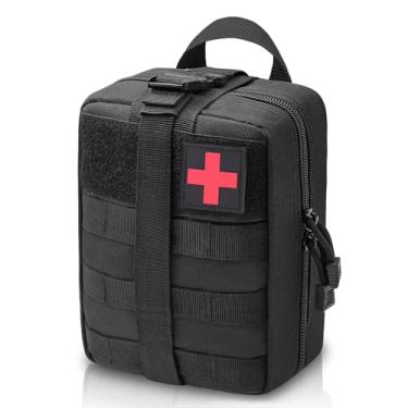 Imagem de YAKASO Bolsa Tactical Molle IFAK – Bolsa médica Rip Away de primeiros socorros, grande capacidade, resistente à água, poliéster 900D, vários compartimentos, kit de emergência militar para acampamento
