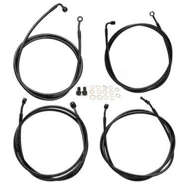 Imagem de MoKitDora Kit de cabos de guidão de 35,5 a 40,6 cm Kit de cabos de embreagem e cabos de embreagem para modelos Harley Touring Road King Electra Street Glide FLH FLT 2017-2020, preto