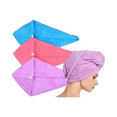 Imagem de Toalha Magica Para Secar Cabelo Microfibra banho secagem turbante Touca pano conjunto envoltório