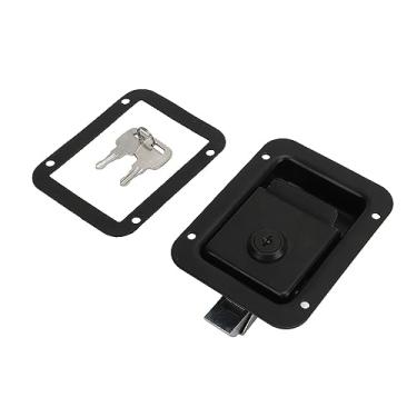 Imagem de Trava de porta de caixa de ferramentas de reboque com trava de descarga de 120 x 92 mm e 2 chaves para trailers, caminhões, campistas, trava de bloqueio de caixa de ferramentas