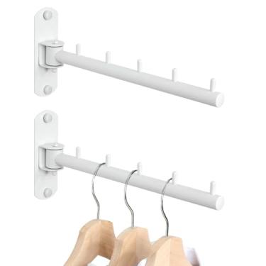 Imagem de OUFEIJIA Prateleiras faça-você-mesmo para roupas que economizam espaço, ganchos dobráveis para roupas, barra de metal montada na parede para boutique loja de roupas