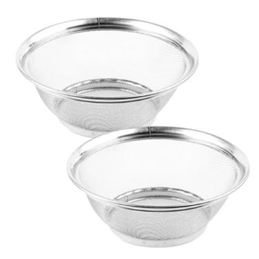 Imagem de Kit com 2 Cestos Cestas Escorredores de Inox 22cm Fruteira