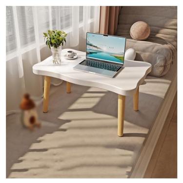 Imagem de Mesa de Centro Mesa tatami, mesa de centro pequena de madeira maciça, mesa baixa de piso japonês, sala de estar com mesa de estar simples para casa Mesa de Chá(Branco,Médio)