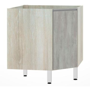 Imagem de Balcão Sem Tampo Canto Diagonal Luciane Lis Legno Crem e Concreto