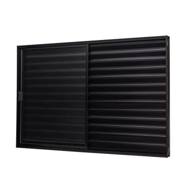 Imagem de Janela De Alumínio Veneziana 100x120cm 3 Folhas Vidro Liso Ultra Ramassol Preto