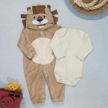 Imagem de Macacão Plush e Body Suedine - Leão Bege para Bebês - Era Uma Vez, Leã