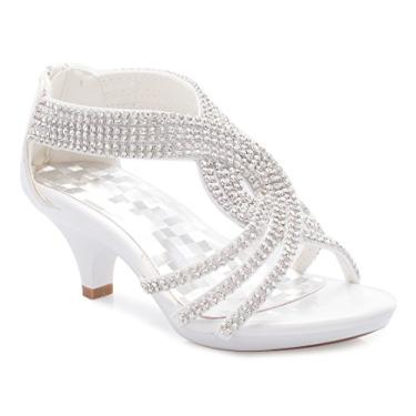 Imagem de Sandália infantil Olivia K com bico aberto e tiras de strass - Casamento, vestido, dança, dama de honra, Preto, 13 Little Kid