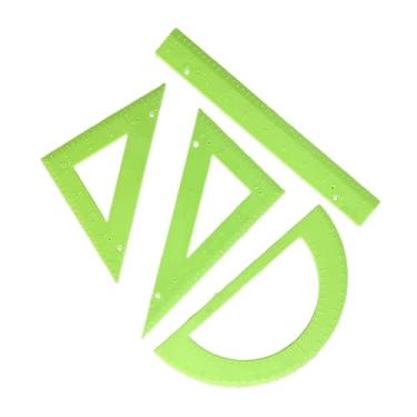 Imagem de IEUDNS Conjunto de 4 réguas Braille para escola Braille, ferramenta educacional, resistente, instrumento de desenho, ferramenta de geometria matemática,