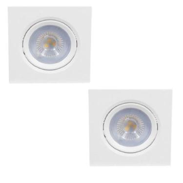 Imagem de Kit 2 Spots Led Embutir Quadrado 7W 6500K Luz Branca, 3